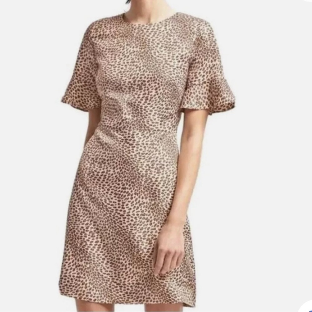 BANANA REPUBLIC Leopard Print Dress Flounce Sleeve Dress